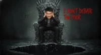 A financial horror image of Do Kwon on a throne of coins, mocking victims with his quote "I DON'T DEBATE THE POOR" before the Luna collapse.