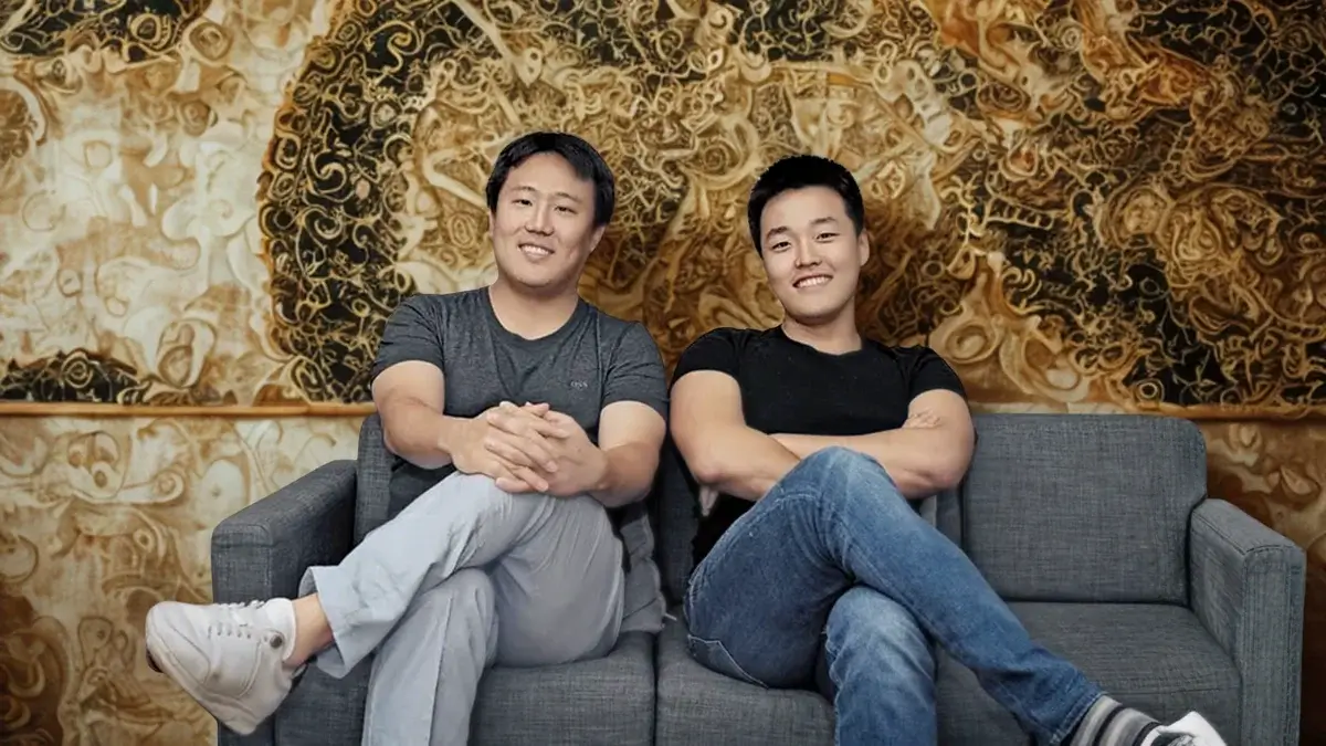 Terraform Labs co-founders Do Kwon (right) and Daniel Shin (left) sitting together before the historic Luna collapse.