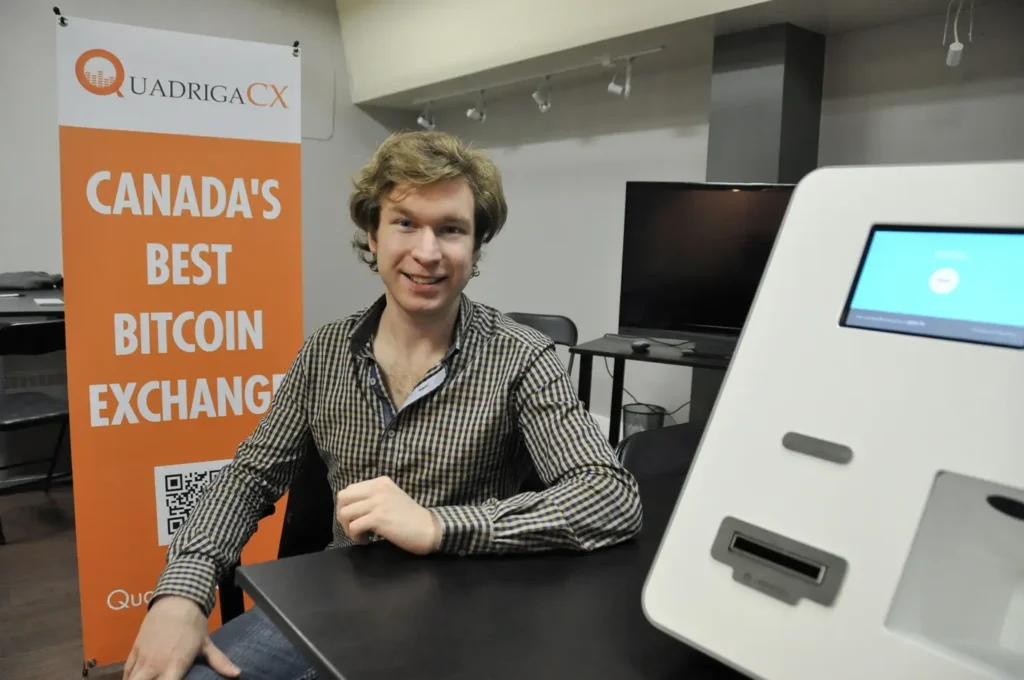 A photo of a young Gerald Cotten, CEO of QuadrigaCX, promoting his exchange as "Canada's Best Bitcoin Exchange" before the infamous QuadrigaCX mystery unfolded.